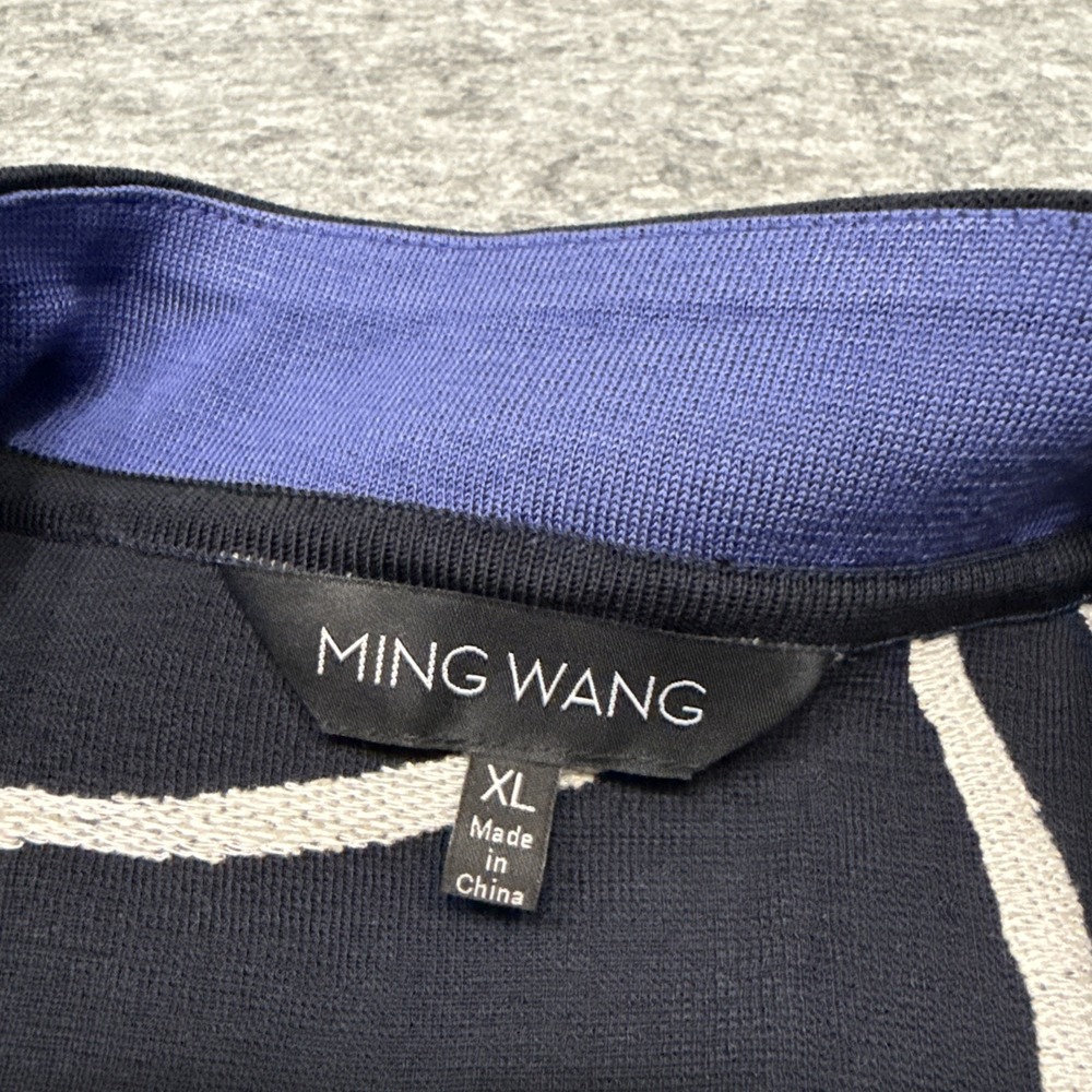 Ming Wang cardigan women's XL navy silver abstract career office work whimsical - Picture 8 of 10